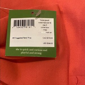 Kate Spade “Breath Of Fresh Air” Watermelon Bow NWT. Size 2